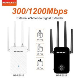 NEWFAST-repetidor WiFi de 300/1200Mbps, enrutador inalámbrico doméstic
