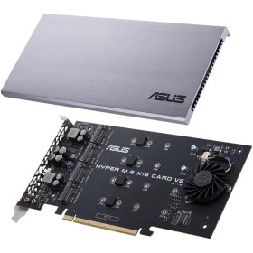 ASUS Hyper M.2 x16 Gen V2 (PCIe 4.0/3.0) - hasta cuatro dispositivos (2242/2260/2280/22110) hasta de 256 Gbps, compatible con