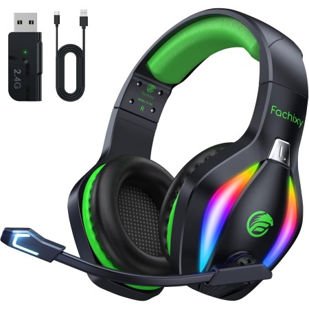 Fachixy FC100 Cascos Gaming para PS4, PS5, PC, Xbox One, Switch, Auriculares Gaming Cancelación de Ruido, Cascos con Microfono