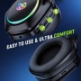 Tatybo Cascos Gaming Inalámbricos para PC/Ps5/Ps4, Auriculares Gaming Inalámbricos con 2,4 GHz+Bluetooth 5,3 Modo Dual, 7.1