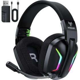 WESEARY WG1 Cascos Gaming Inalambricos, Auriculares Gaming Inalambricos para PS5, PS4, PC, Switch, Sonido Estéreo Auriculares