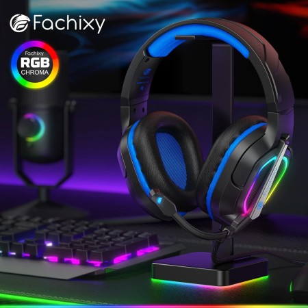 Fachixy FC200 Cascos Gaming para PS5, PS4, PC, Xbox One, Switch, Auriculares Gaming Cancelación de Ruido, Cascos con Microfono