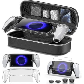 10 en 1 Set de Accesorios per PS Portal, Case per Playstation Portal Remote con Funda Transparente, 2 Paquetes de Protector