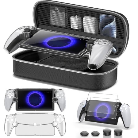 10 en 1 Set de Accesorios per PS Portal, Case per Playstation Portal Remote con Funda Transparente, 2 Paquetes de Protector
