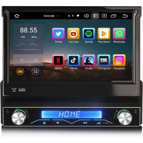 GONFEN 8 Núcleos 4GB RAM+64GB ROM Android 14 Unversal 1 DIN Radio Coche con Pantalla Motorizada Soporte Inalámbrico Carplay