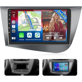 [2+64GB] Inefala Autoradio Android para Seat Leon MK2 2005-2012, 9" Pantalla Radio Coche Bluetooth con Wireless Carplay Android