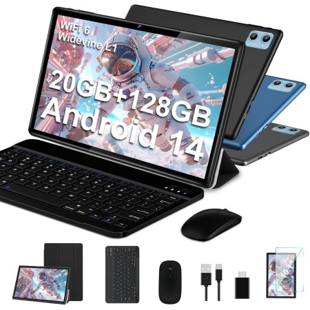 SUAAT Tableta 2025 Newest Tablet 10 Pulgadas Android 14, 20GB RAM+128GB ROM/1TB TF, 8-Core, Widevine L1/WiFi 6/Bluetooth