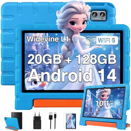 ZIOVO Tablet 10 Pulgadas Android 14, Tablet Niños/Familiar 20GB RAM+128GB ROM, Widevine L1,WiFi 6, 8 Cores, BT 5.0, 5MP+8MP,