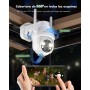 YESYAMO 2K Cámara de vigilancia WiFi exterior inalámbrica solar, 2.4GHz cámara exterior solar con panel solar, 360grados PTZ,