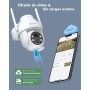 YESYAMO 2K Cámara de vigilancia WiFi exterior inalámbrica solar, 2.4GHz cámara exterior solar con panel solar, 360grados PTZ,