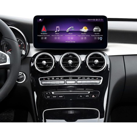 12.3 Pulgadas Radio Coche Bluetooth Pantalla, Android 13 Pantalla táctil con CarPlay y Android Auto, para Mercedes Benz Clase C