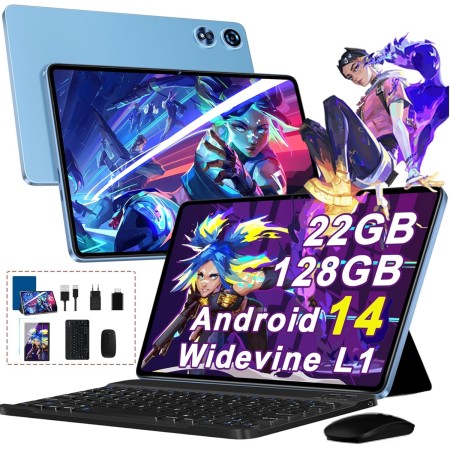 Tablet Android 14 - Octa-Core 2.0GHz｜22GB RAM + 128GB ROM（Expandible 1TB ）｜8000mAh｜5G WiFi /Bluetooth 5.0｜Cámara Dual｜GMS