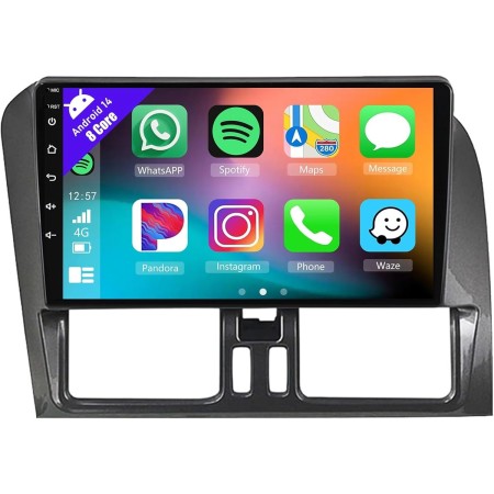 Android 14 Radio Coche con GPS Carplay Android Auto para Volvo XC60 2008-2017, Pantalla Táctil de 9 Pulgadas con Bluetooth