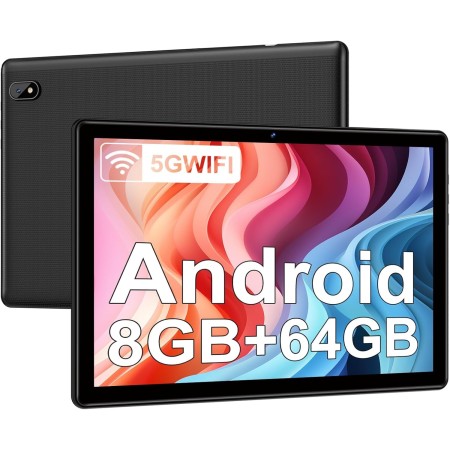 DMOAO Tablet 10 Pulgadas Android con 5G Wi-Fi, HD Tablets con 8GB RAM + 64GB ROM (TF 1TB), GPS, 1280 * 800, 8 Cores 2.0 GHz,