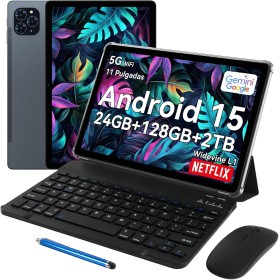 TABWEE T90 Tablet 11 Pulgadas Android 15 - Gemini Ai, 8000mAh, 24GB RAM+128GB ROM/2TB TF, Octa-Core T615, 2GHz Tableta, Widevine