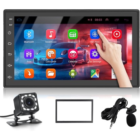 Android Radio de Coche Navi GPS 2 DIN Bluetooth, Reproductor de Coche con Pantalla Táctil HD de 7 Pulgada Estéreo de Coche con