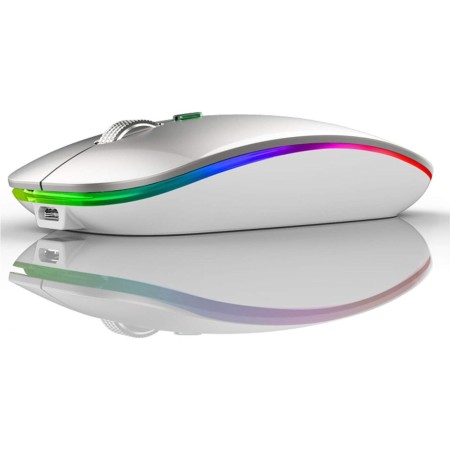 Uiosmuph G12 Ratón Inalámbrico, 2.4G Raton ​Inalambrico Recargable con Mini Receptor USB, Mouse Wireless 1600 dpi Ajustables