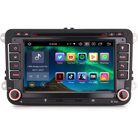 Erisin 8-Core 4GB+ 64GB 7" Android 13 GPS Navegación Pantalla Táctil DVD Estéreo de Automóvil para VW Passat B6 Golf V Vi Touran