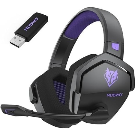 NUBWO G06 Cascos Gaming Inalámbricos con Drivers de 50 mm para PC/Ps5/Ps4/NS/Mobile, Auriculares Gaming Inalámbricos con 2.4