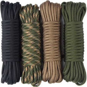 aufodara 4 Piezas 19ft/6 Metros Paracord Cuerda de Nailon Paracaídas Diámetro 4mm - 7 Hilos, Total 76ft