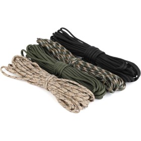 Set de 4 Cuerdas Paracord de 10 m (40 m Total) 4 mm, Cuerda Resistente con 7 Hilos de Nylon 100%, Capacidad de Carga hasta 250