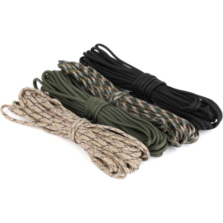 Set de 4 Cuerdas Paracord de 10 m (40 m Total) 4 mm, Cuerda Resistente con 7 Hilos de Nylon 100%, Capacidad de Carga hasta 250