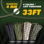 PUWOWYE Paracord 4mm, 4 Piezas 33ft Type III Cuerda Paracord 7 Core Strands, 100% Cuerda Nylon con una Capacidad de Carga de
