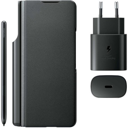 SAMSUNG Galaxy Z Fold3 5G Flip Cover Case, Charger, Pen - Black