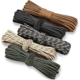 HOVIBU Paracord 4mm 7 Hebras, 5 Piezas Cuerda Paracord de Nylon, Cuerda de Paracaídas, Cuerda Nylon Multifuncional para al Aire