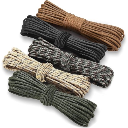 HOVIBU Paracord 4mm 7 Hebras, 5 Piezas Cuerda Paracord de Nylon, Cuerda de Paracaídas, Cuerda Nylon Multifuncional para al Aire