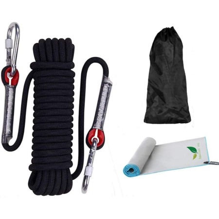 Amalan Cuerda Multifuncional para Exteriores+Toalla De Secado RáPido,D10 Mm,Cuerda De Nailon,con 2Mosquetón,Capacidad De