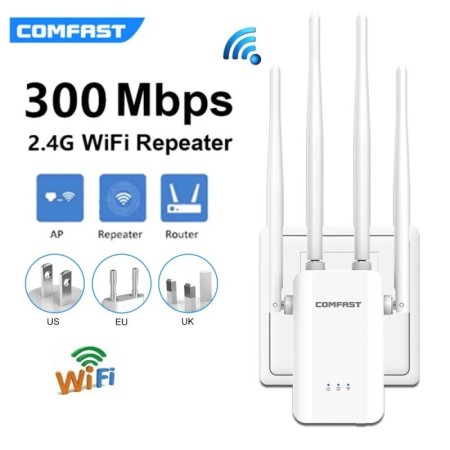 Comfast-extensor repetidor Wifi De 300Mbps, 802.11b/g/n, repetidor De 