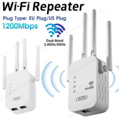 Repetidor WiFi inalámbrico de 1200Mbps, extensor de rango, amplificado
