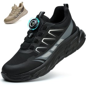 RASEARY Zapatos de Seguridad para Hombre Mujer Ligeros Zapatillas de Seguridad con Punta de Acero Zapatos de Trabajo Zapatillas