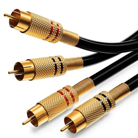 deleyCON 5m Cable Audio RCA (2x Macho a 2x Macho) - Chapado en Oro, Alta Fidelidad - para Home Cinema, Consolas, Equipos de