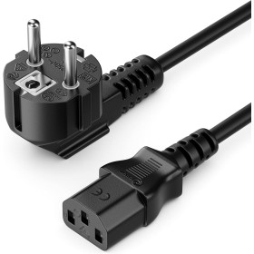 deleyCON 10m Cable de Alimentación a Prueba de Choques Enchufe Tipo F (CEE 7/4) 90° en Ángulo en Toma de Entrada C13 Enchufe
