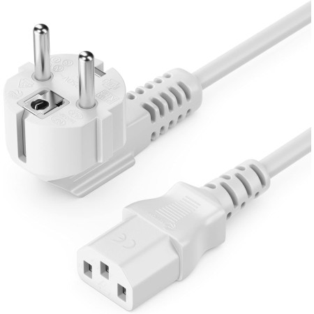 deleyCON 10m Cable de Alimentación a Prueba de Choques Enchufe Tipo F (CEE 7/4) 90° en Ángulo en Toma de Entrada C13 Enchufe