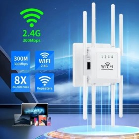 Nuevo repetidor extensor WiFi de 300Mbps, 8 antenas, amplificador WiFi