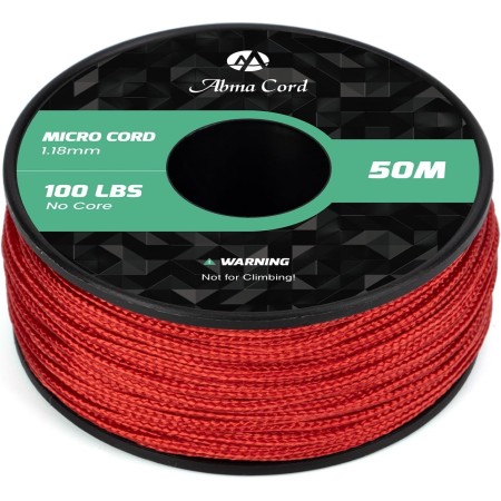 Abma Cord Micro Cuerda 1,18 mm Paracord 50M Bobina - MAX. 45kg (100lbs) - Negro