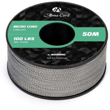 Abma Cord Micro Cuerda 1,18 mm Paracord 50M Bobina - MAX. 45kg (100lbs) - Negro