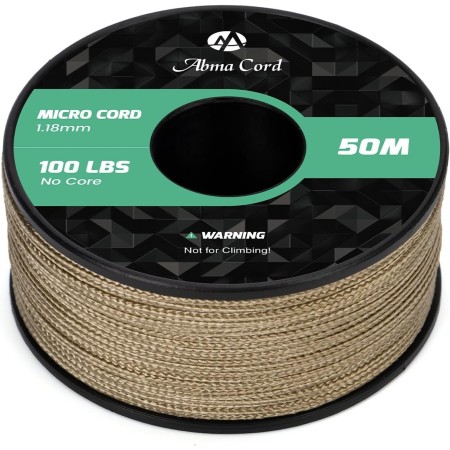 Abma Cord Micro Cuerda 1,18 mm Paracord 50M Bobina - MAX. 45kg (100lbs) - Negro