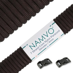 Namvo 550 Paracord Mil Spec Tipo III Cable de paracaídas de 7 Cuerdas Longitud 100 pies / 30 Metros, Camo, Verde + Gris