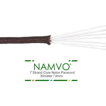 Namvo 550 Paracord Mil Spec Tipo III Cable de paracaídas de 7 Cuerdas Longitud 100 pies / 30 Metros, Camo, Verde + Gris