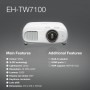 Epson EH-TW7100 3LCD, 4K Pro-UHD, 3000 lúmenes, Pantalla de 500 Pulgadas, Amplio Rango de Cambio de Lente, Cine en casa,