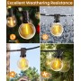 Rintea Guirnalda Luces Exterior, 20M/66FT con 30+2 Bombillas, Luces Exterior Jardin Enchufables, Blanco Cálido 2700 K, IP44