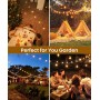 Rintea Guirnalda Luces Exterior, 20M/66FT con 30+2 Bombillas, Luces Exterior Jardin Enchufables, Blanco Cálido 2700 K, IP44