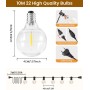 Rintea Guirnalda Luces Exterior, 20M/66FT con 30+2 Bombillas, Luces Exterior Jardin Enchufables, Blanco Cálido 2700 K, IP44
