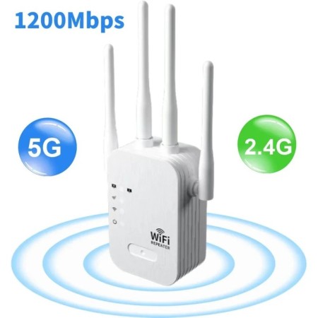 Repetidor WiFi de 1200Mbps, extensor inalámbrico, amplificador de red 