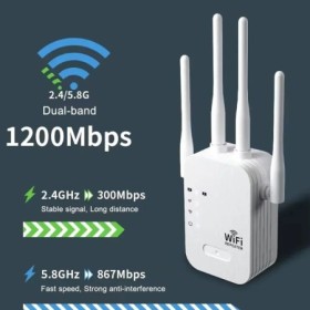 Repetidor WiFi de 1200Mbps, extensor inalámbrico, amplificador de red 