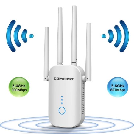 Comfast-Repetidor De refuerzo WiFi, Repetidor De Sinal 2,4/5Ghz, 300-1